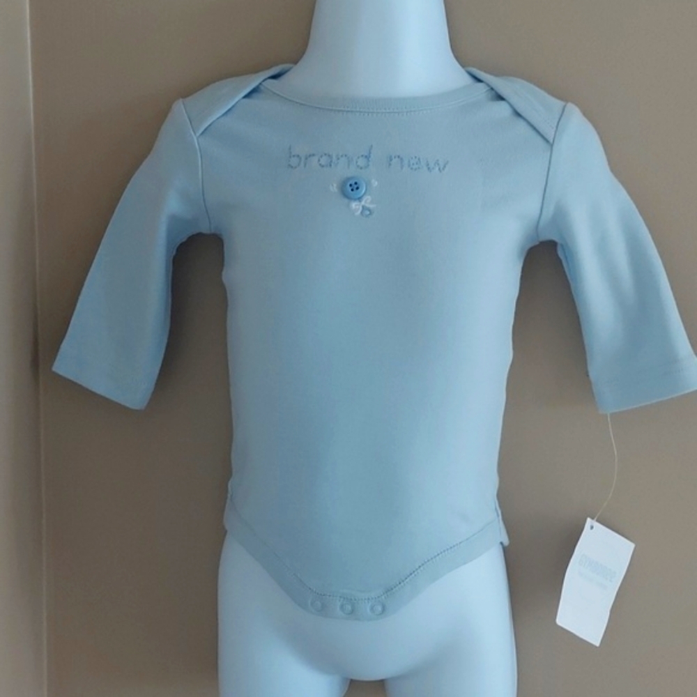 Gymboree long sleeve onesie bodysuit rattle brand new - pale blue - 0-3 mos